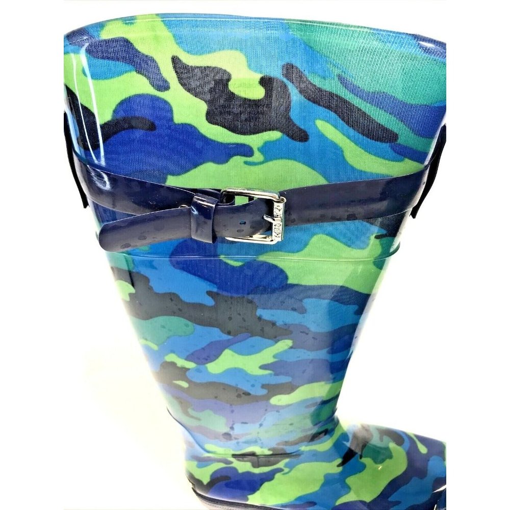 Lauren Ralph Lauren Womens Rossalyn Rain Boots Camo Blue Green Black Siz… - Picture 9 of 9